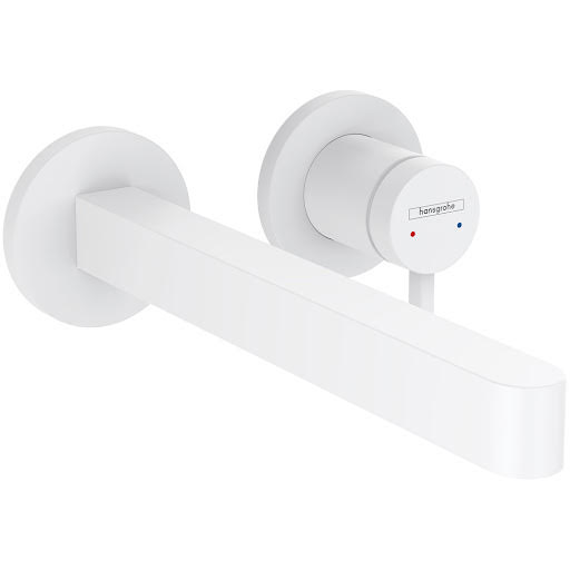 hansgrohe Finoris EcoSmart 2-hole Wall Mounted Basin Mixer Tap - Matt White | Compare The Build