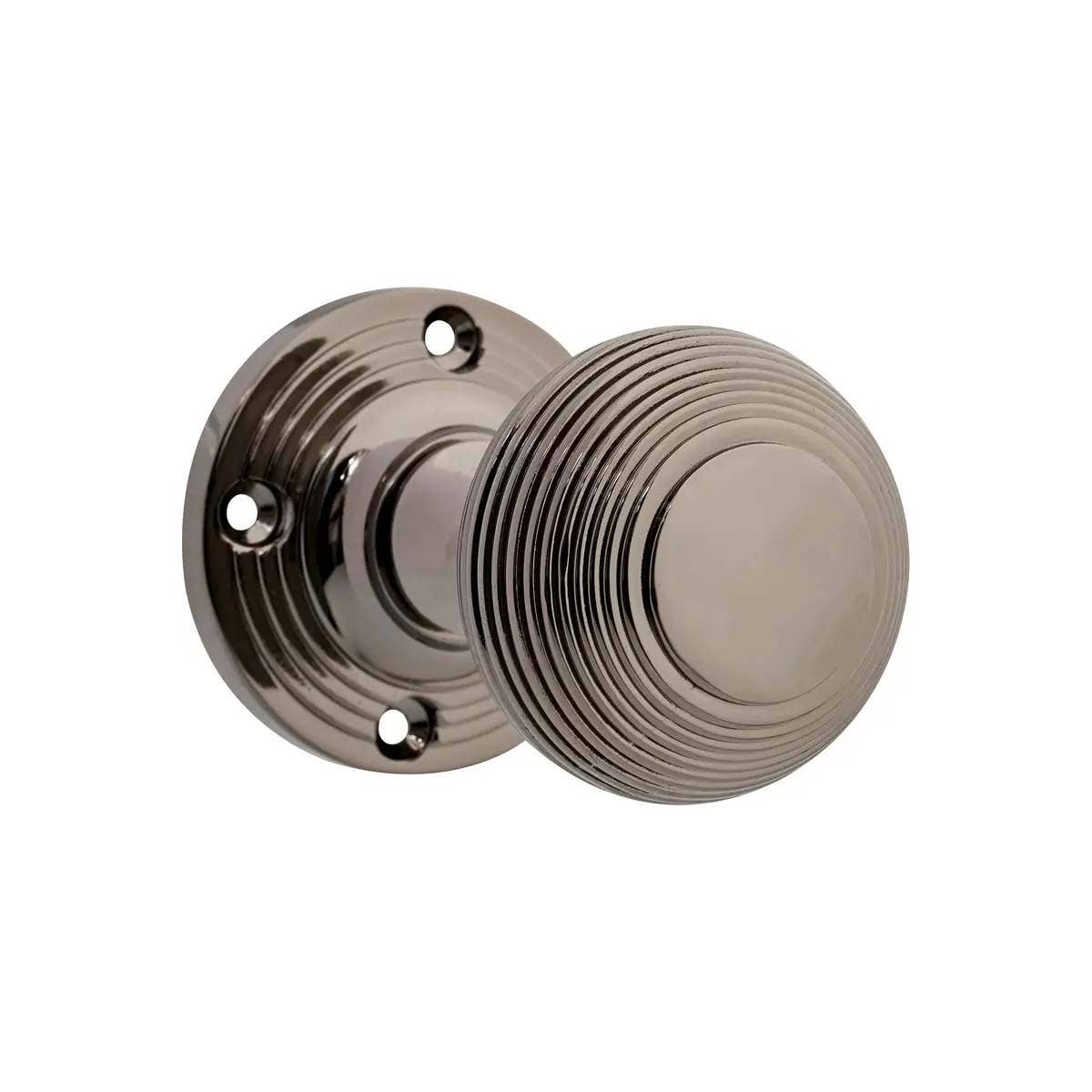 Beehive Reeded Round Mortice Door Knob Black Nickel - Pair Price Comparisons | Compare The Build