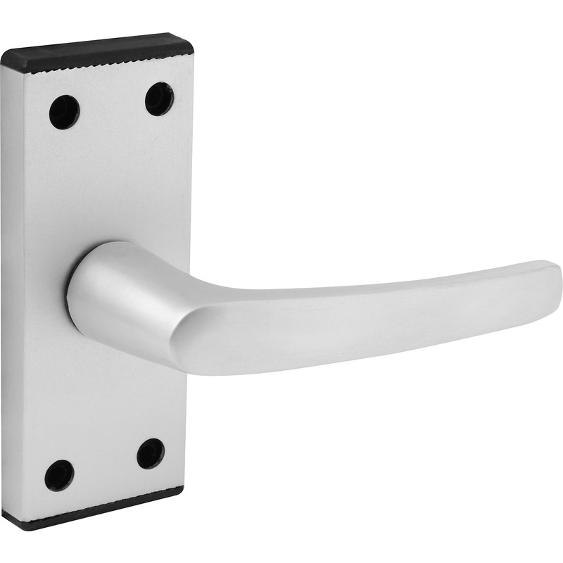 Eclipse Aluminium Black End Cap Door Handles Short Latch Satin (Pair) in Silver | Compare The Build