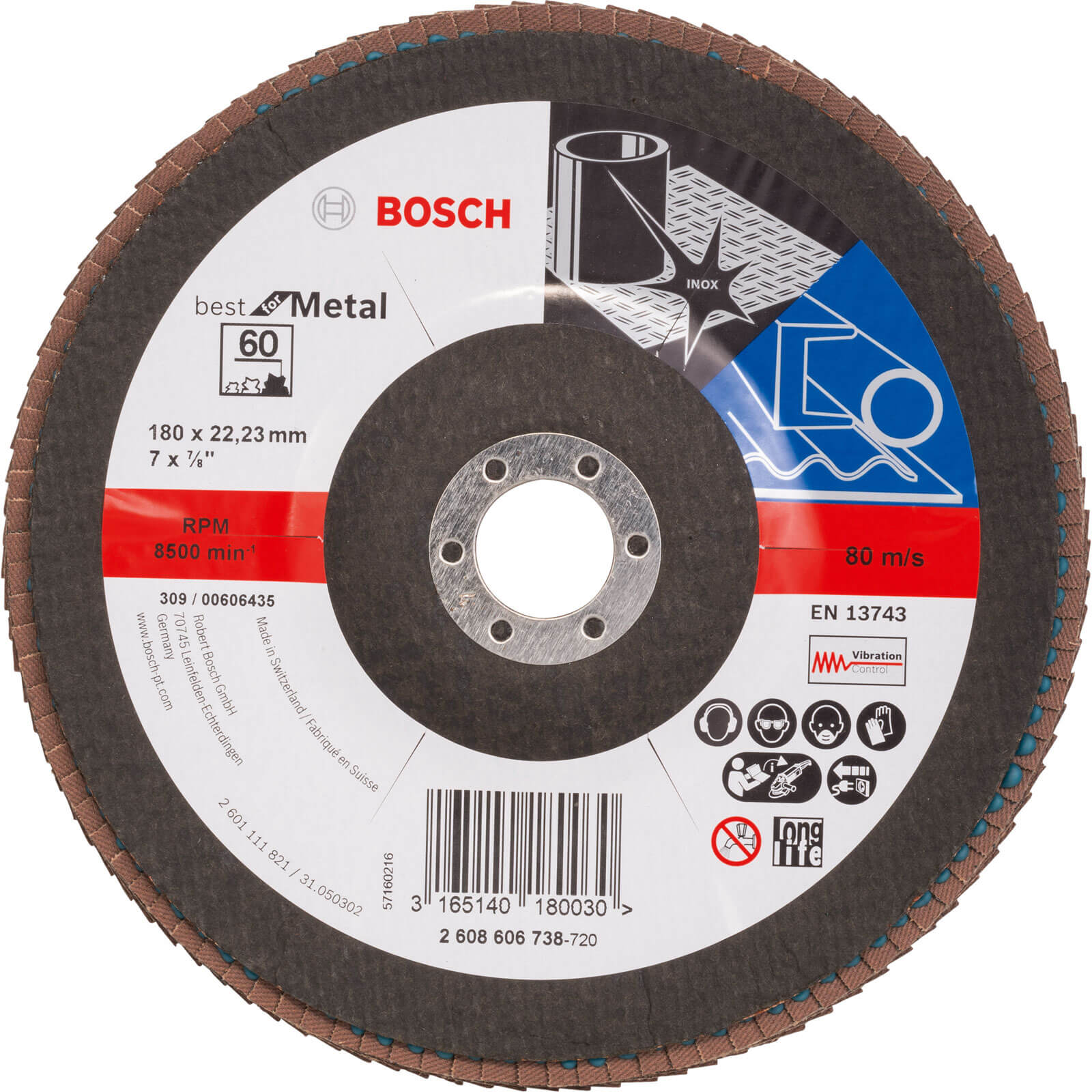 Bosch Zirconium Abrasive Flap Disc 180mm 60g | Compare The Build