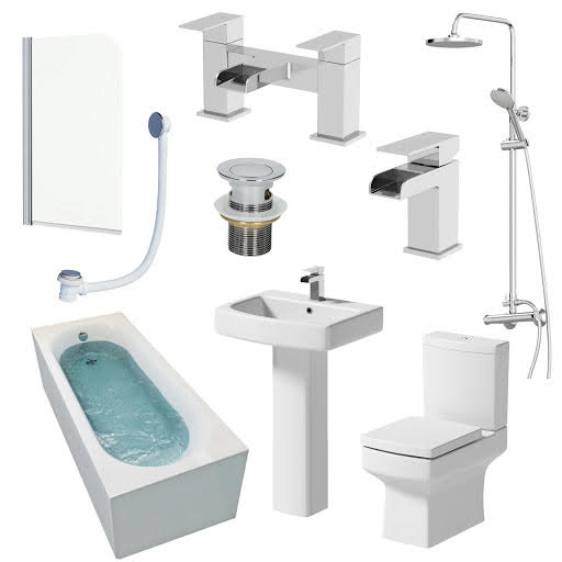 Royan Single Ended 1700mm Bathroom Suite - Including Taps, Waste, Shower & Screen Price Comparisons | Compare The Build