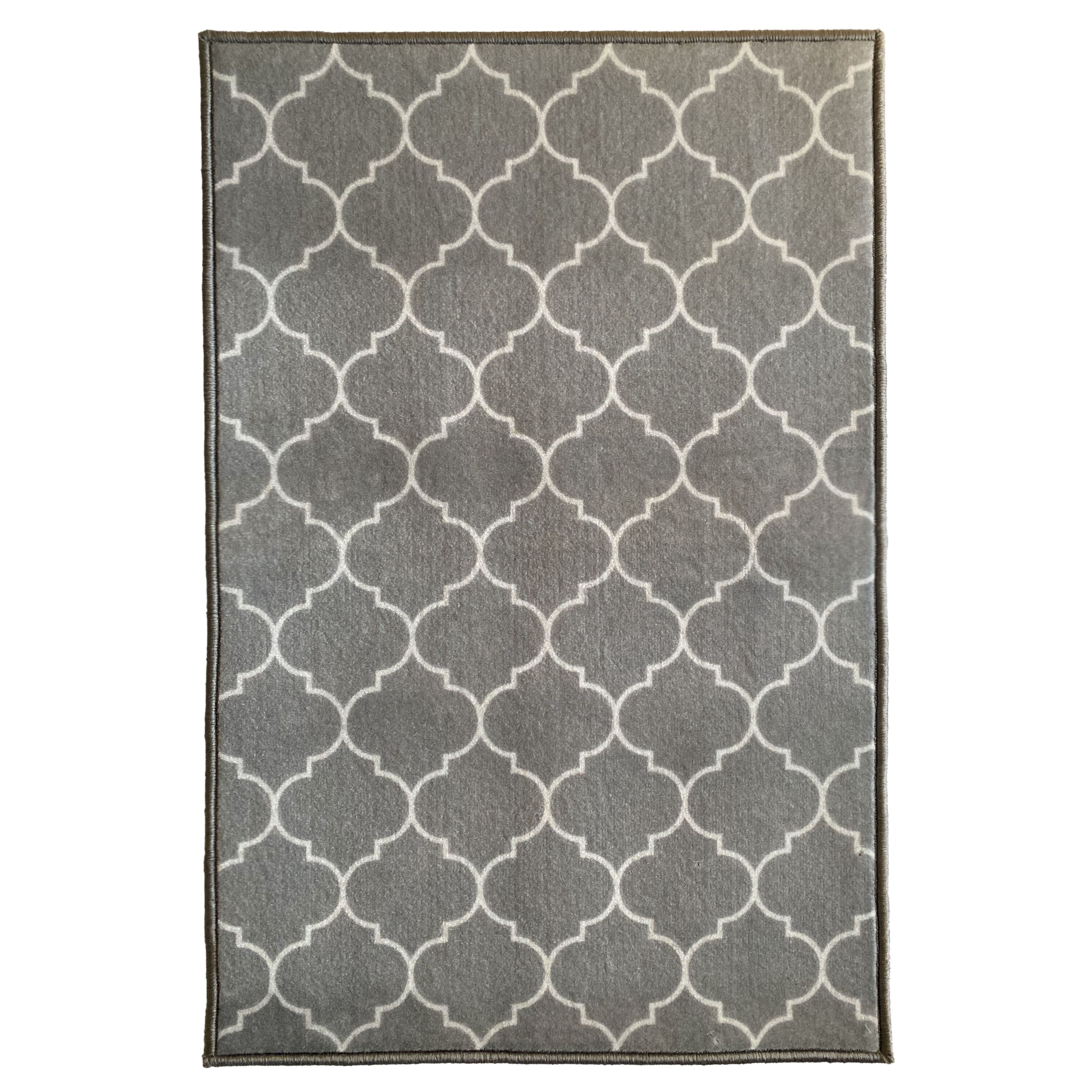 GoodHome Bromberg Geometric Grey & White Rug 90Cmx60Cm | Compare The Build