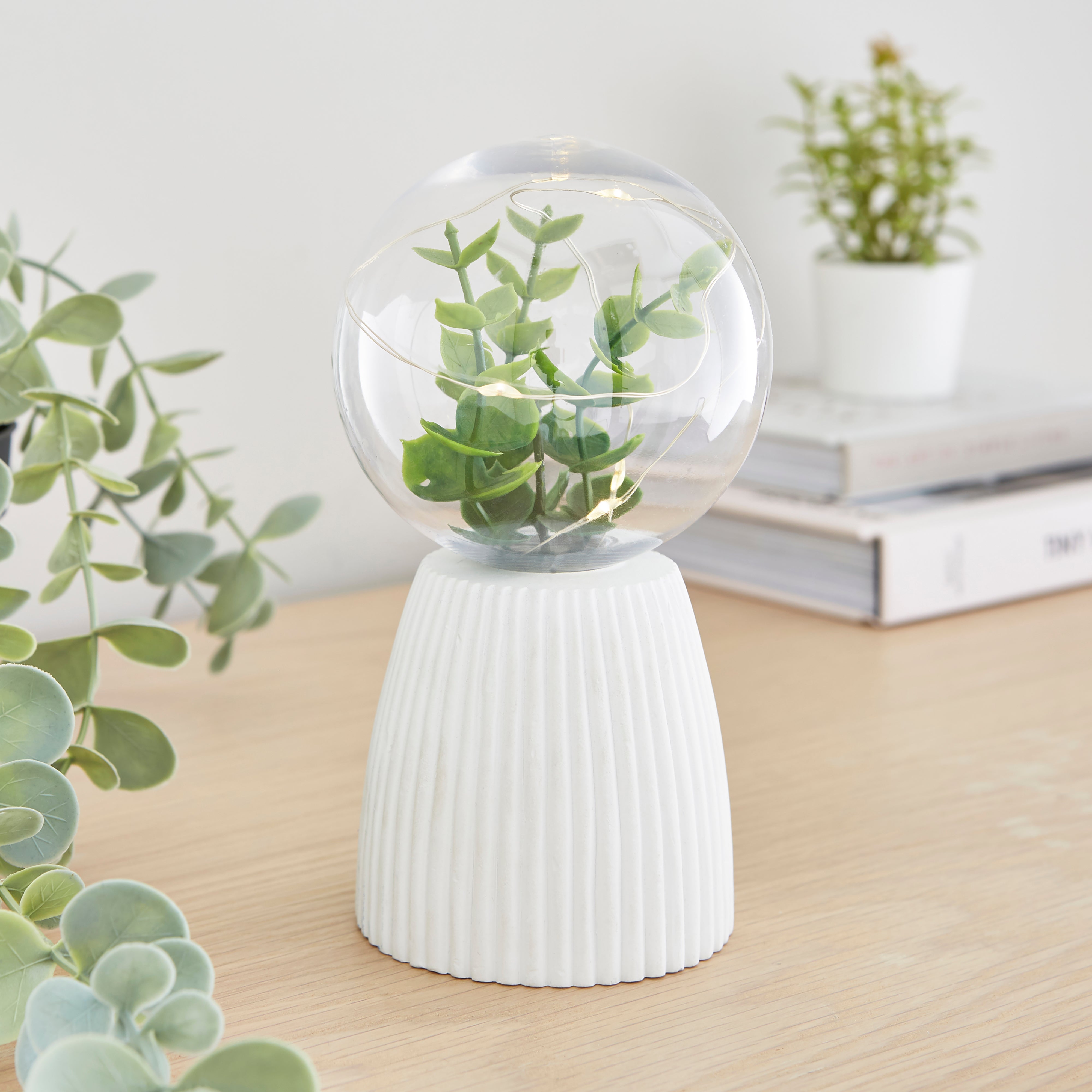 Faux Terrarium Ribbed Battery Lamp White Price Comparisons | Compare The Build