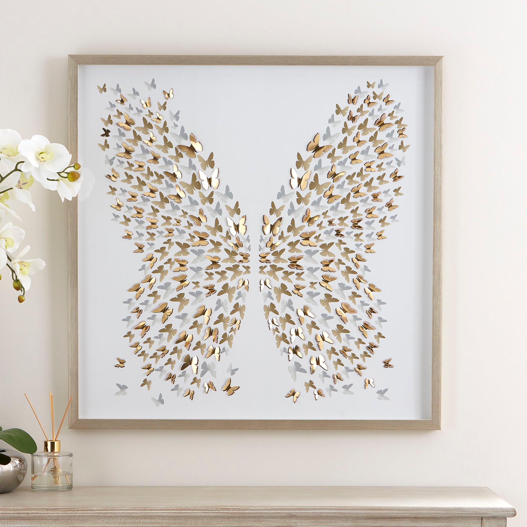 3D Laser Cut Butterfly Framed Print Gold/Grey/White Price Comparisons | Compare The Build