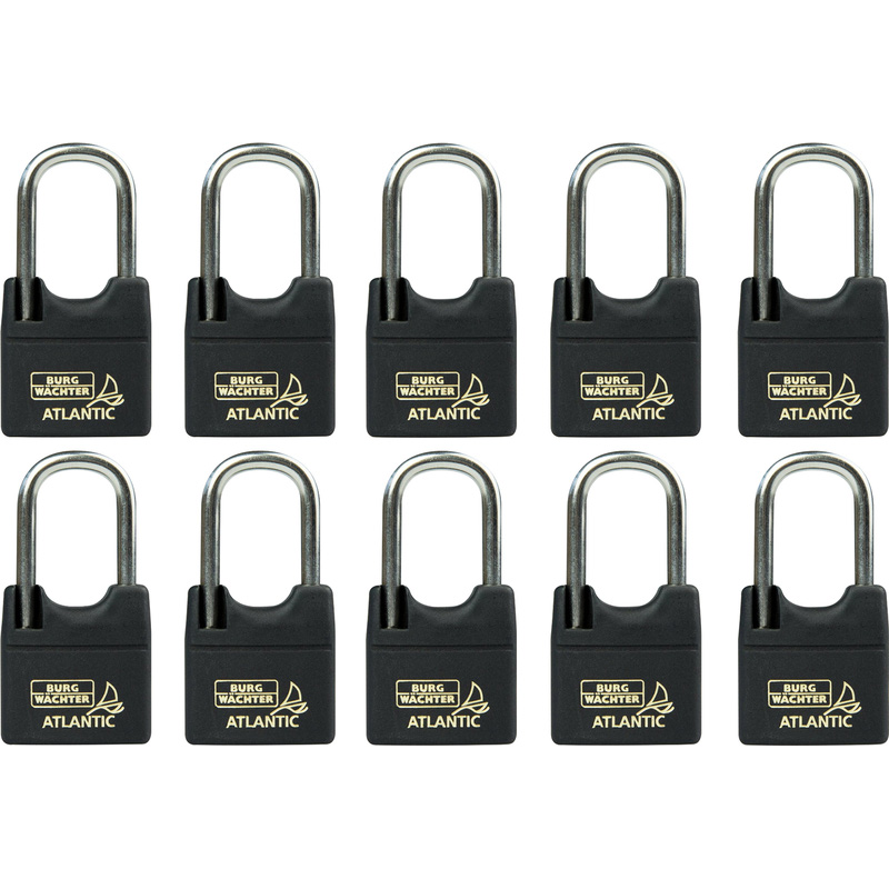 Burg-Wachter Brass ATLANTIC Keyed Alike Padlock Set 40mm LS (10 Pack) in Black | Compare The Build