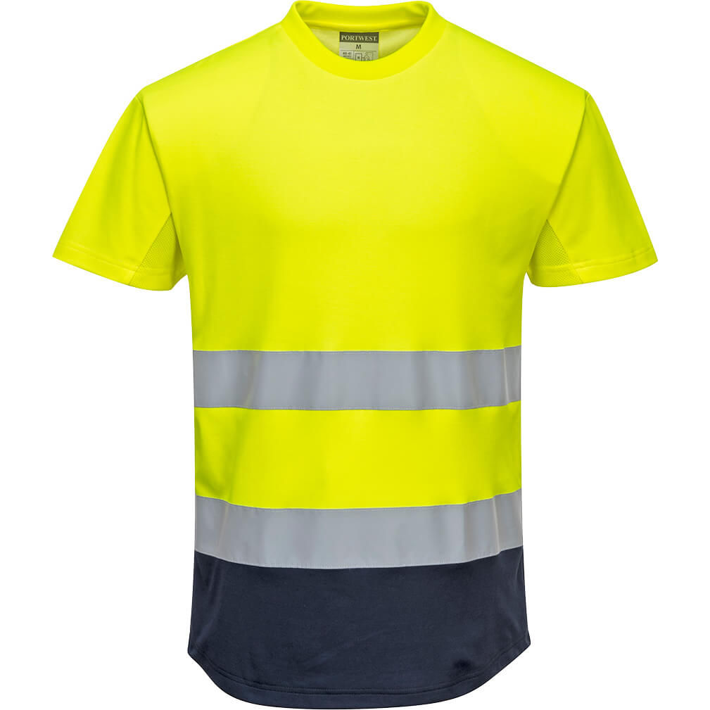 Portwest C395 Hi Vis Tone Mesh T-Shirt Yellow / Navy L Price Comparisons | Compare The Build