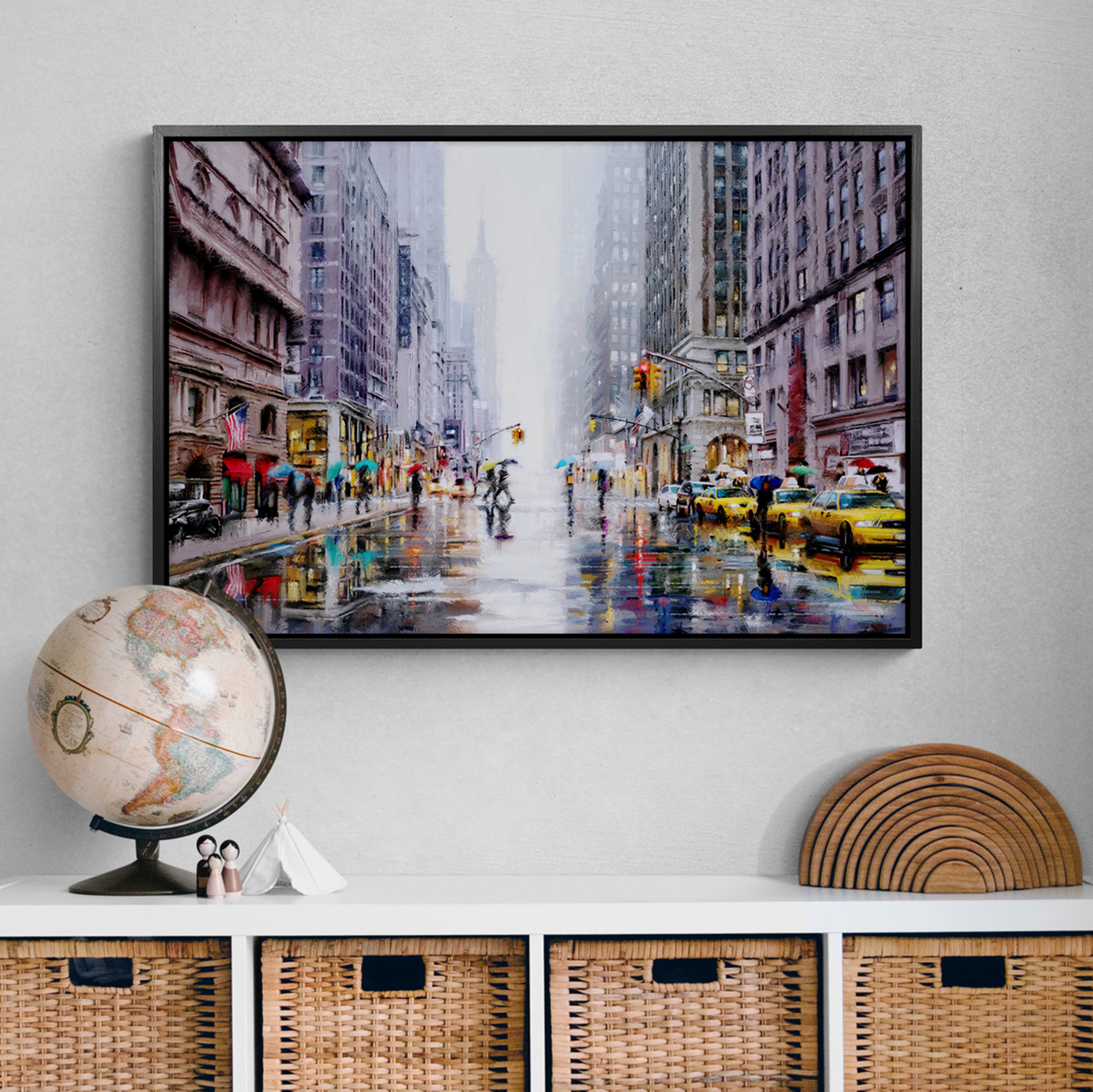 Rainfall on 5th Avenue Framed Print Black Price Comparisons | Compare The Build