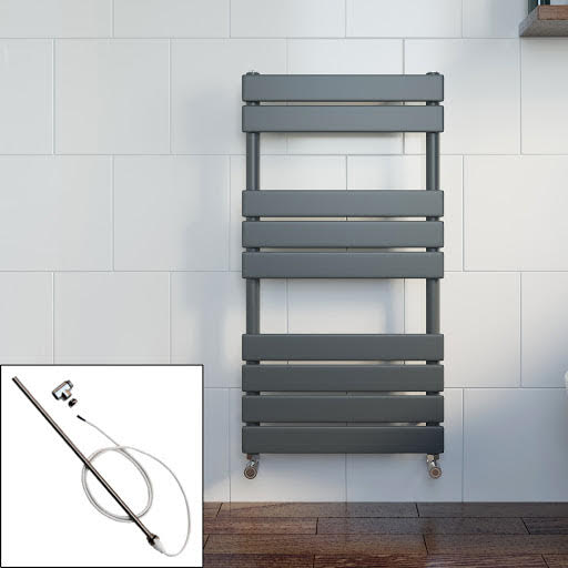 DuraTherm Dual Fuel Flat Panel Heated Towel Rail - 950 x 500mm - Manual Anthracite Price Comparisons | Compare The Build