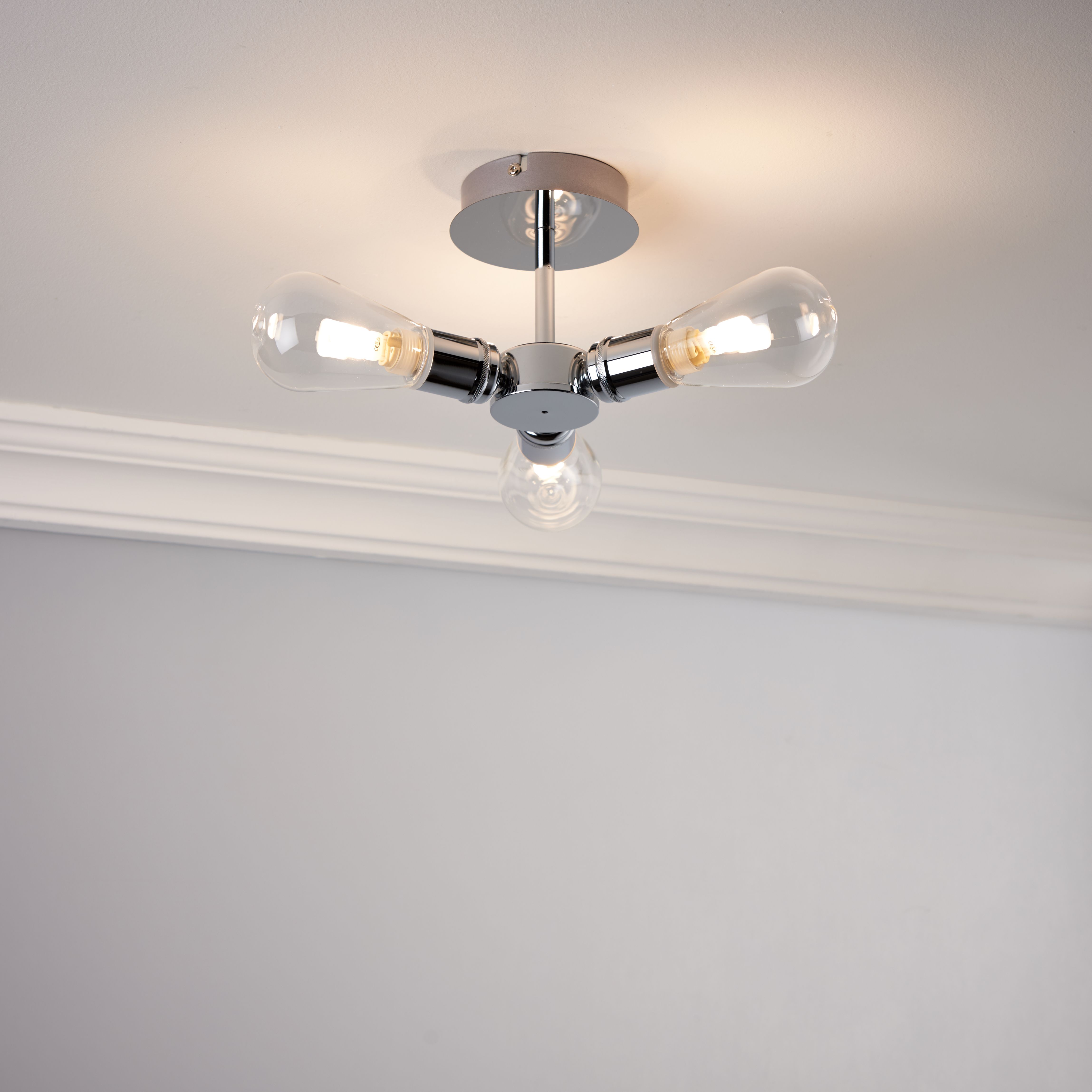 GoodHome Audun Chrome Effect 3 Lamp Bathroom Ceiling Light Price Comparisons | Compare The Build