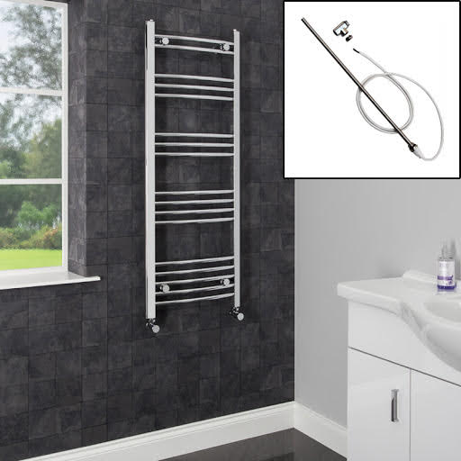 DuraTherm Dual Fuel Heated Towel Rail 1200 x 450mm Curved Manual Price Comparisons | Compare The Build