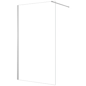 Nexa By Merlyn 8mm Chrome Frameless Wet Room Shower Screen with 1m Bracing Bar - 2015 x 760mm Price Comparisons | Compare The Build