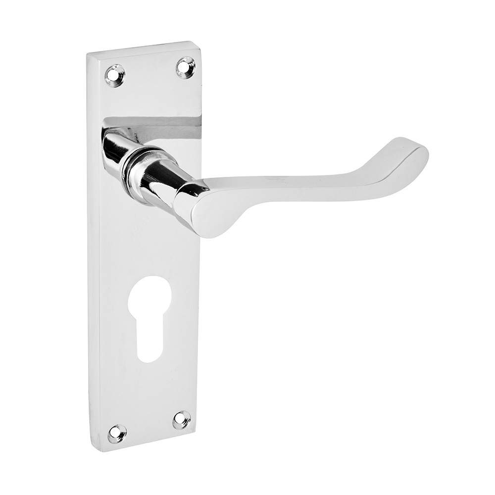 Eclipse Victorian Scroll Polished Chrome Lever on Backplate Door Handle - Euro Profile 31319 | Compare The Build