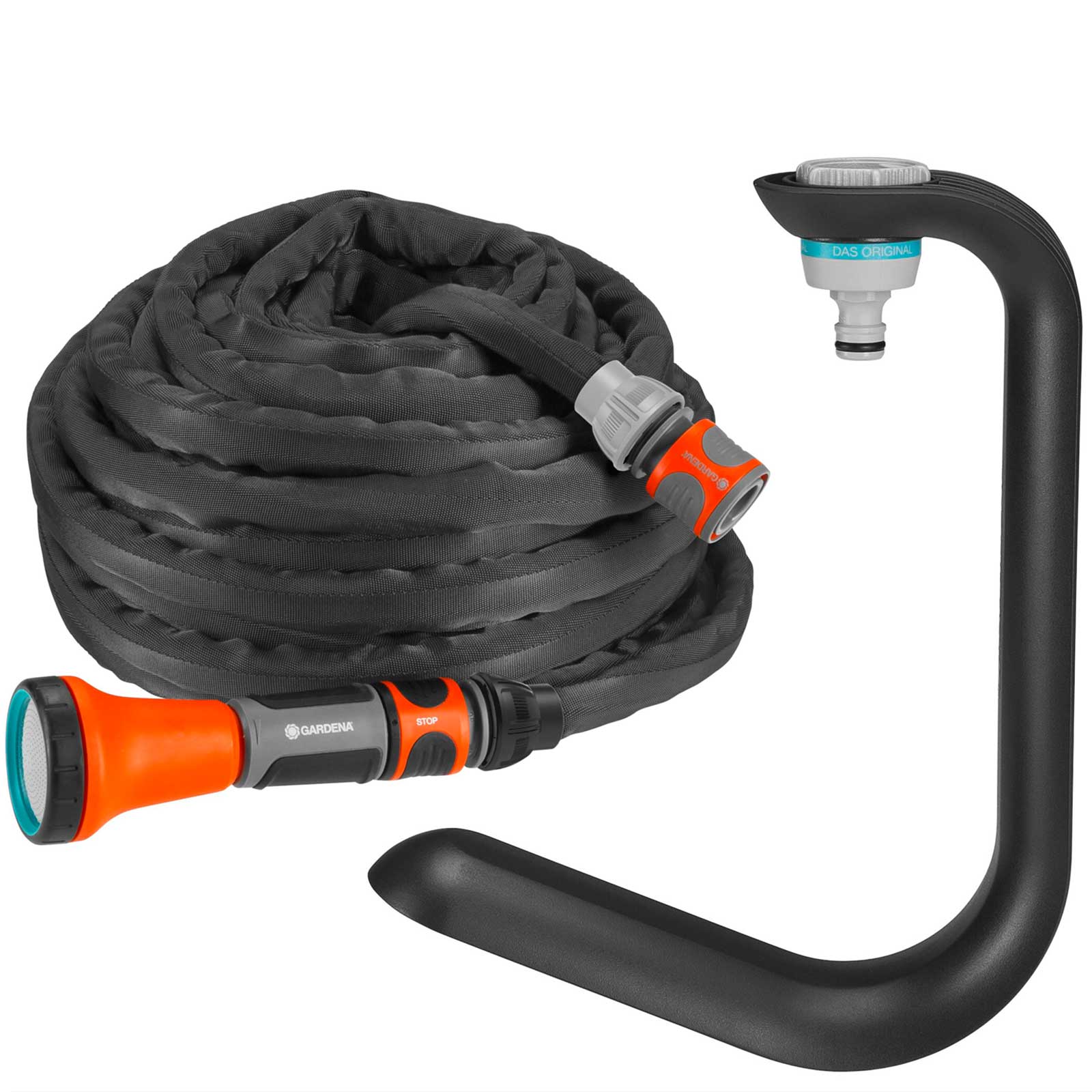 Gardena Liano Textile Hose Spray Gun Set with TapFix 1/2" / 12.5mm 15m Black | Compare The Build