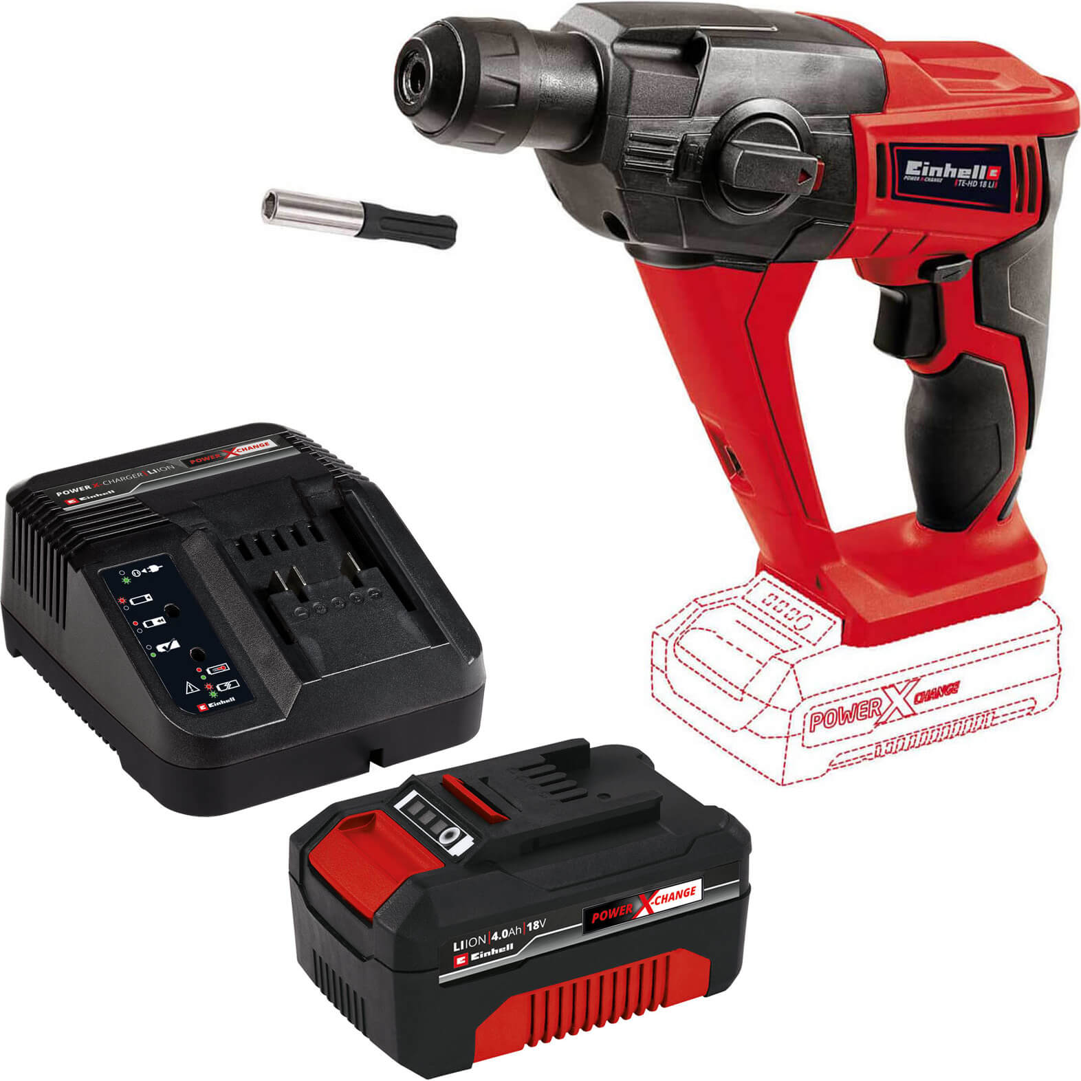 Einhell TE-HD 18 Li 18v Cordless 1.2J SDS Plus Rotary Hammer Drill 1 x 4ah Li-ion Charger No Case | Compare The Build