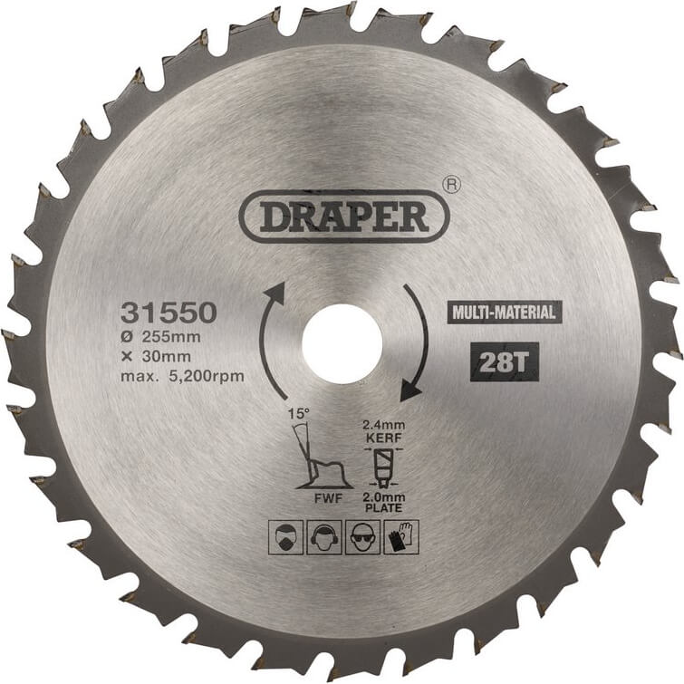 Draper TCT Multi Purpose Circular Saw Blade 255mm 28T 30mm Price Comparisons | Compare The Build