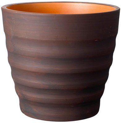 Glazed Brown Ceramic Ribbed Plant Pot (Dia)24Cm Price Comparisons | Compare The Build