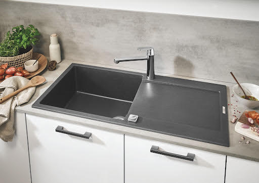 Grohe K500 Granite Grey 1.0 Composite Inset Kitchen Sink - Drainer & Waste 1000 x 500mm | Compare The Build