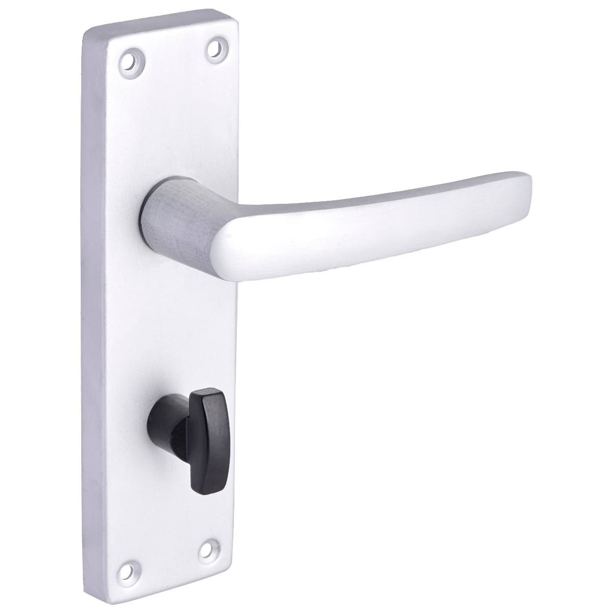 Atticus Lever Bathroom Long Door Handles - Satin Aluminium | Compare The Build