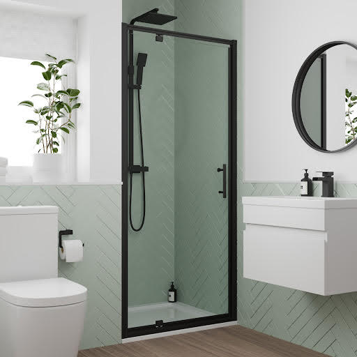 Luxura Pivot Shower Door 900mm - 6mm Black Price Comparisons | Compare The Build