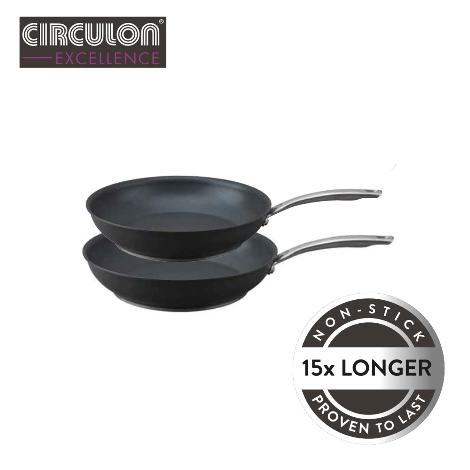 Circulon Excellence Hard Anodised Non-Stick Induction 2 Piece Frying Pan Set Black | Compare The Build