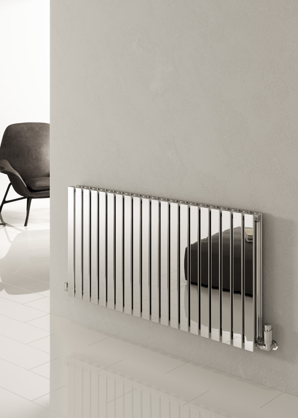 Reina Flox Horizontal Designer Radiator, Polished, 600mm x 1003mm Price Comparisons | Compare The Build