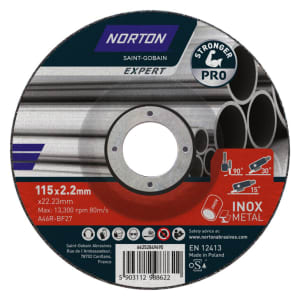 Norton Expert Steel & Inox Cutting/Grinding Disc - 115 x 2.2 x 22.23mm | Compare The Build