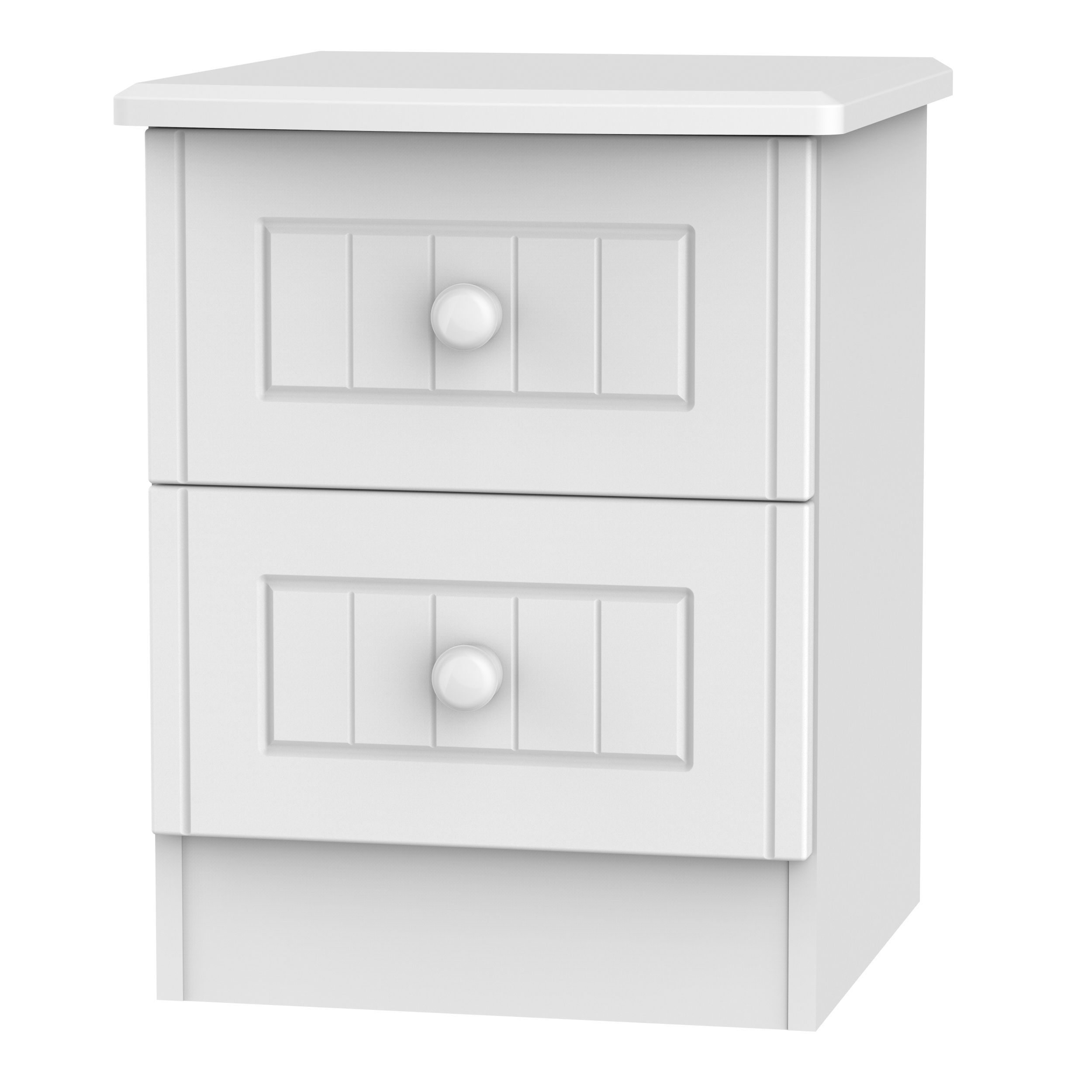 Warwick Matt White 2 Drawer Compact Bedside Table (H)505mm (W)395mm (D)415mm Price Comparisons | Compare The Build