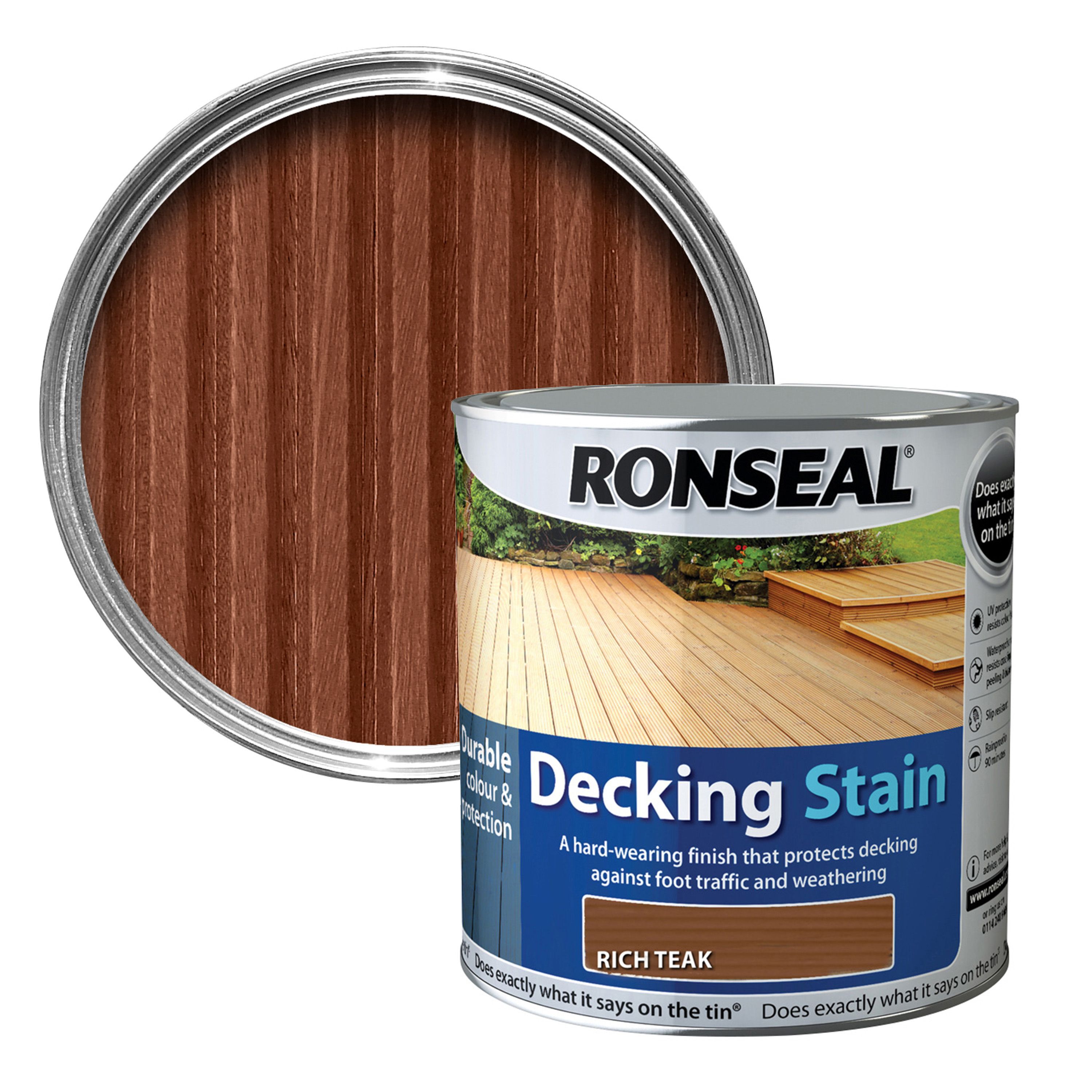 Ronseal Rich Teak Matt Decking Wood Stain, 2.5L Price Comparisons | Compare The Build