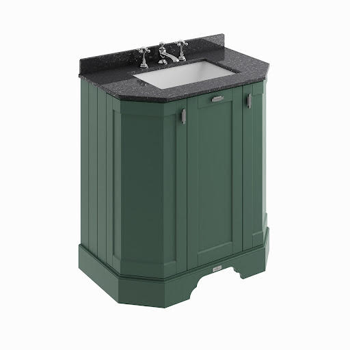 BC Designs Victrion Freestanding Traditional Angled Vanity Unit & Black Basin 750mm 3TH - Dark Green Price Comparisons | Compare The Build