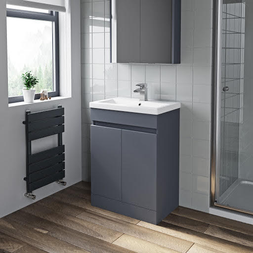 Artis Grey Gloss Free Standing Door Vanity Unit & Basin - 600mm Width Price Comparisons | Compare The Build