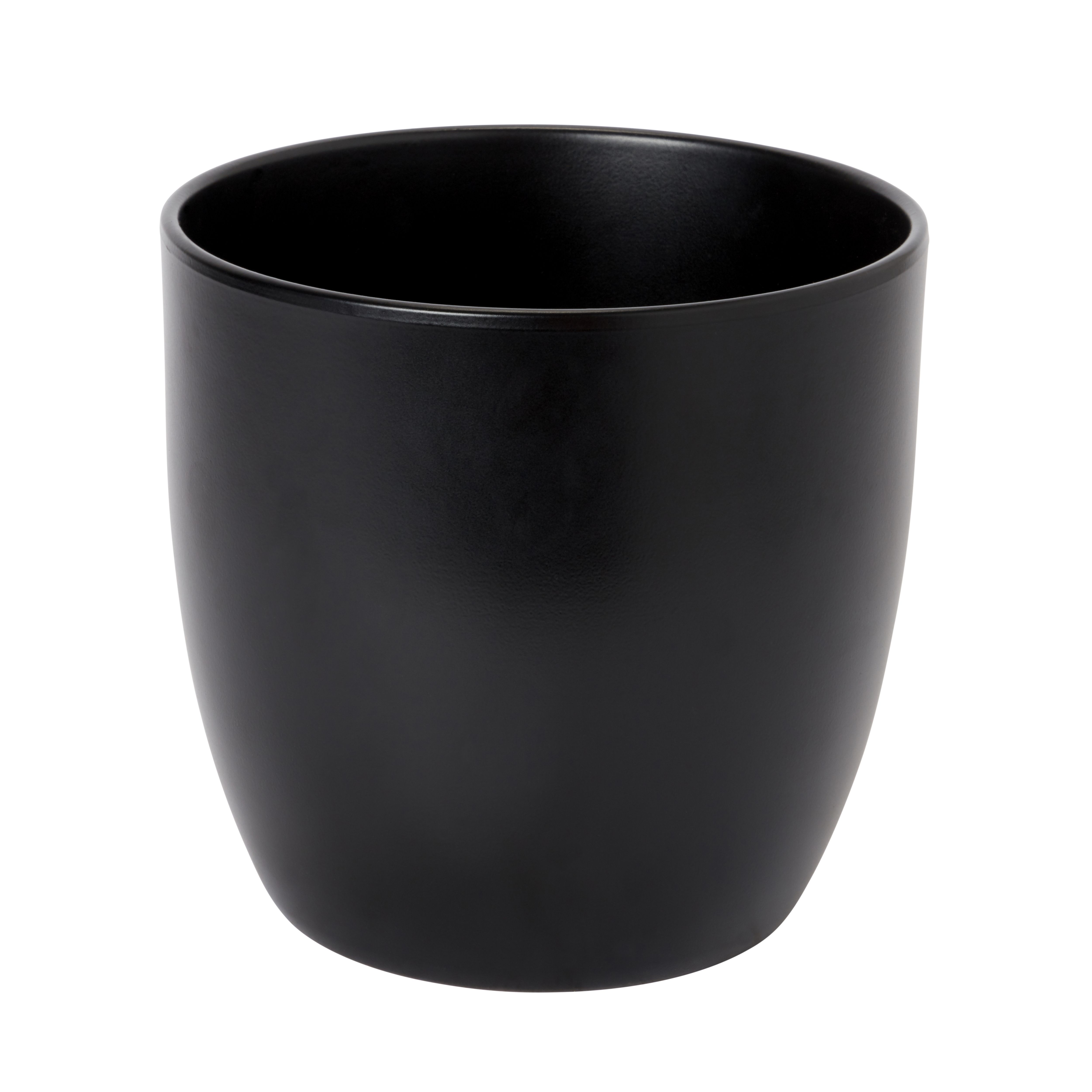 GoodHome Black Ceramic Round Plant Pot (Dia)21.5Cm Price Comparisons | Compare The Build