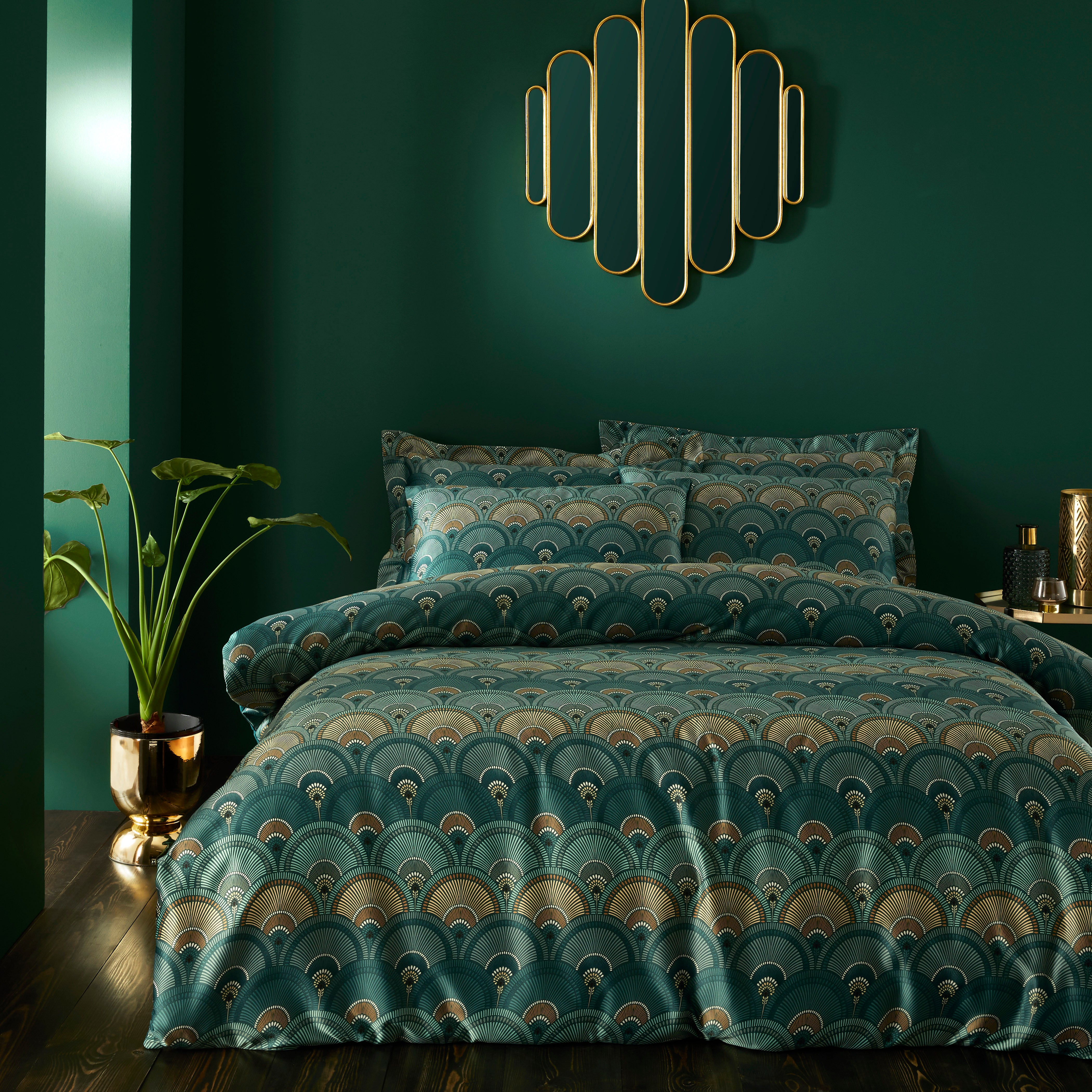 Pierre Fan Emerald Duvet Cover & Pillowcase Set Emerald Price Comparisons | Compare The Build
