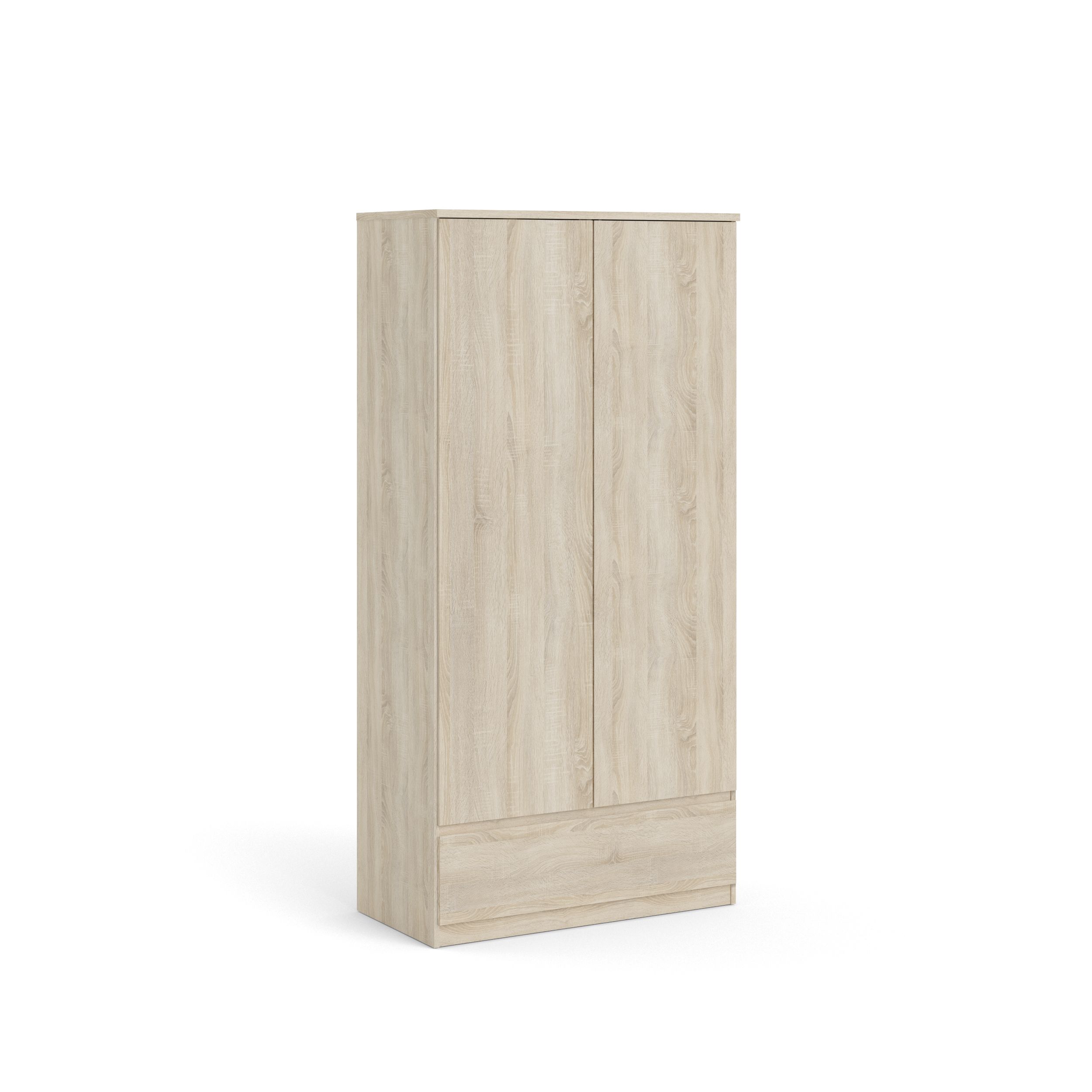 Esla Modern Matt Oak Effect 2 Door 1 Drawer Double Wardrobe (H)2006mm (W)989mm (D)500mm Price Comparisons | Compare The Build