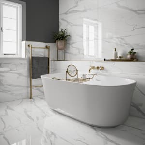 Wickes Boutique Tranquillity Gloss Porcelain Wall & Floor Tile - 1200 x 600mm - Pack of 2 Price Comparisons | Compare The Build