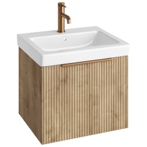 Abacus Concept Halifax Oak Ribbed S3 Vanity Unit & Basin - 550mm Price Comparisons | Compare The Build