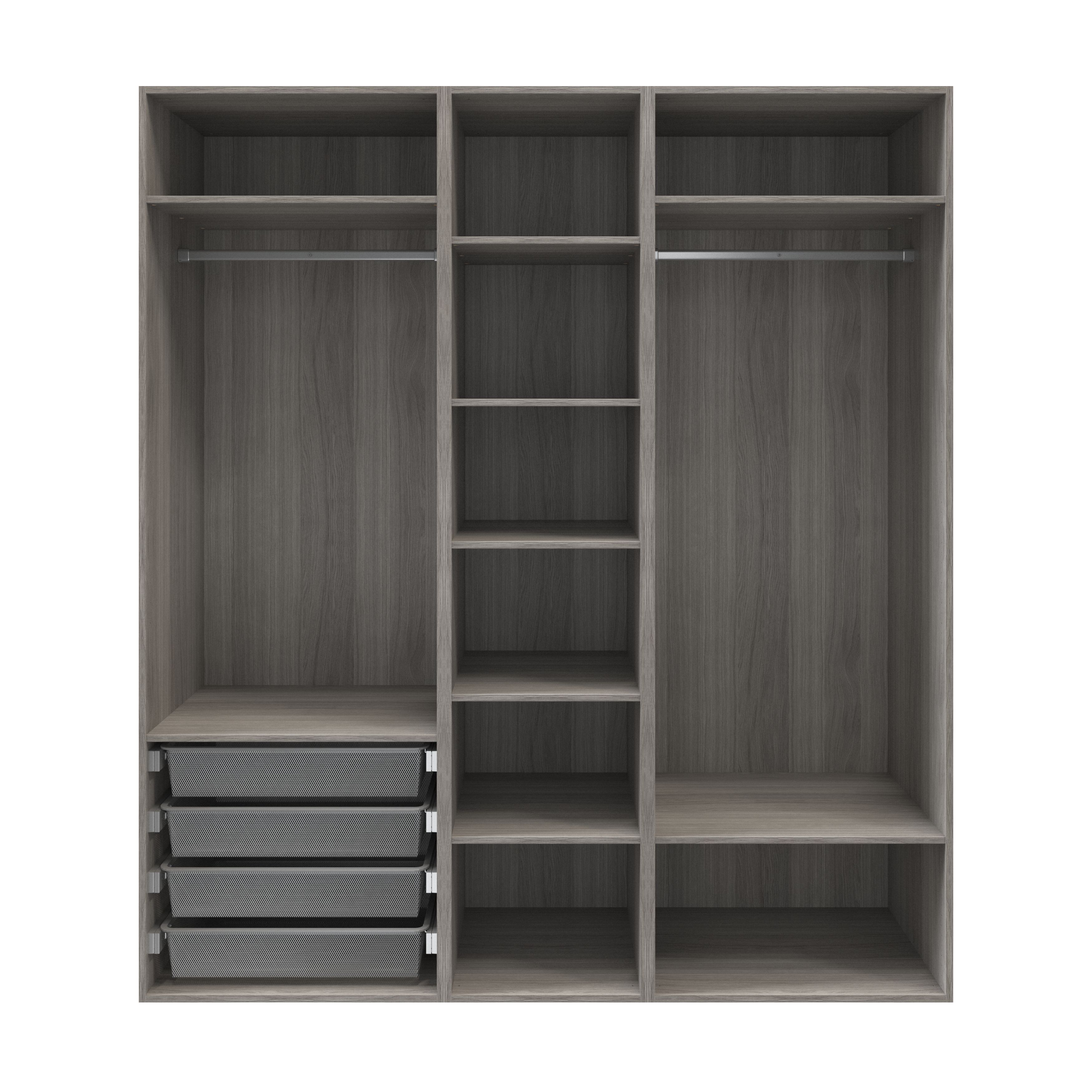 GoodHome Atomia Freestanding Grey Oak Effect Large 3 Cabinet Wardrobe, Clothing & Shoes Organiser Price Comparisons | Compare The Build