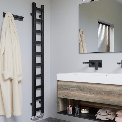 Terma Easy  Matt Black Heated Towel Rail - 1600 x 200mm Price Comparisons | Compare The Build