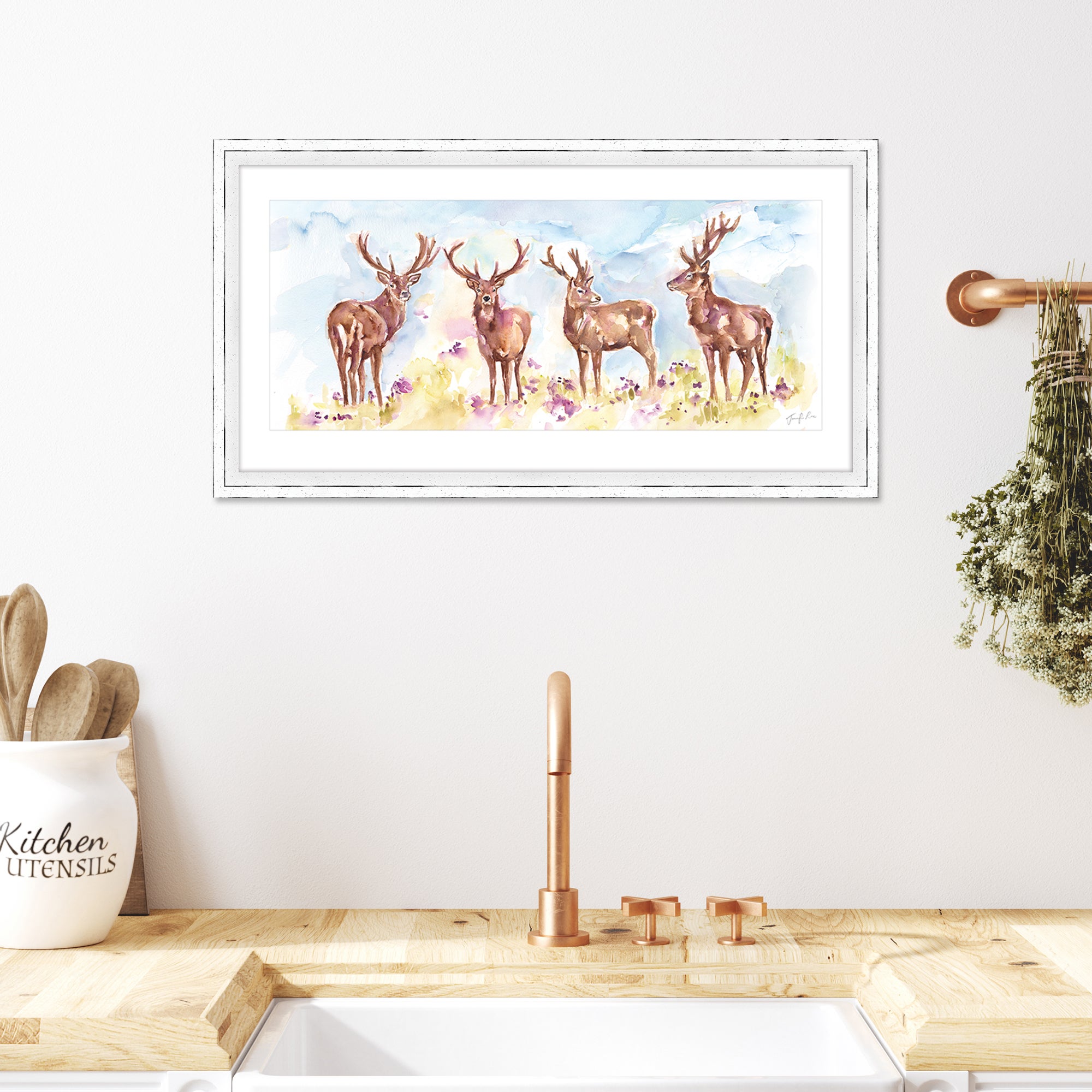 The Art Group Stag Herd Framed Print MultiColoured Price Comparisons | Compare The Build