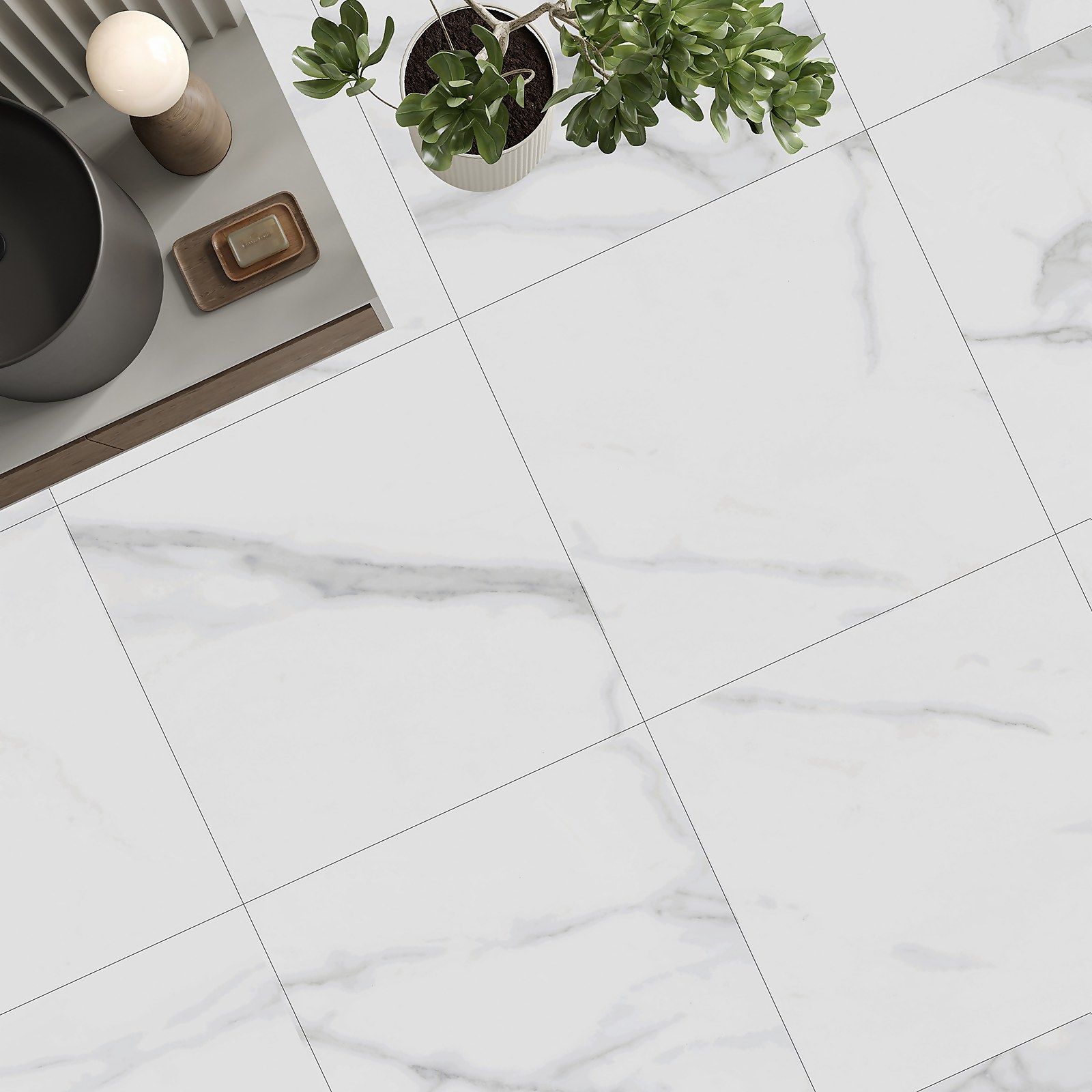 Calacatta Dover Porcelain White Marble Effect Matt Floor and Wall Tile 600 x 600mm - 1.08 sqm Pack | Compare The Build