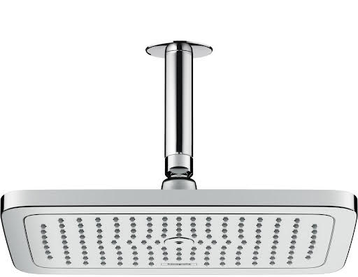 hansgrohe Croma E Wall Mounted Overhead Shower Head 280 EcoSmart with 100mm Ceiling Arm Chrome Price Comparisons | Compare The Build