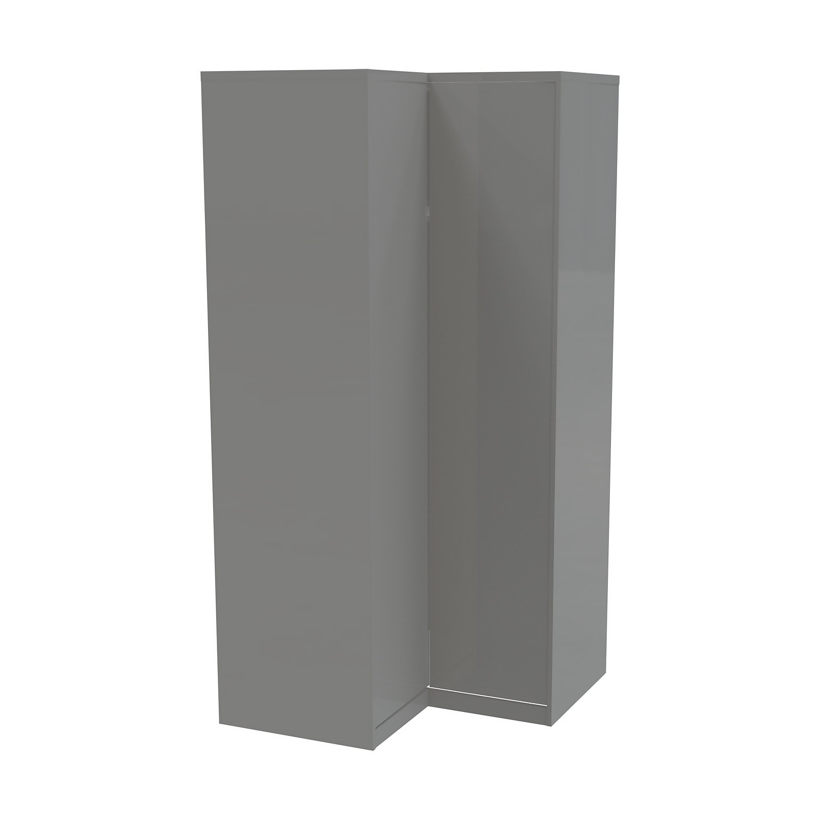 House Beautiful Honest Fitted Look Corner Wardrobe, White Carcass - Gloss Grey Slab Doors (W) 1073mm x (H) 2226mm Price Comparisons | Compare The Build