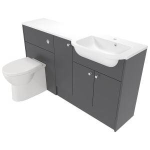 Deccado Benham Charcoal Grey Right Hand 1500mm Fitted Vanity & Toilet Pan Unit Combination with Right Hand Basin Price Comparisons | Compare The Build