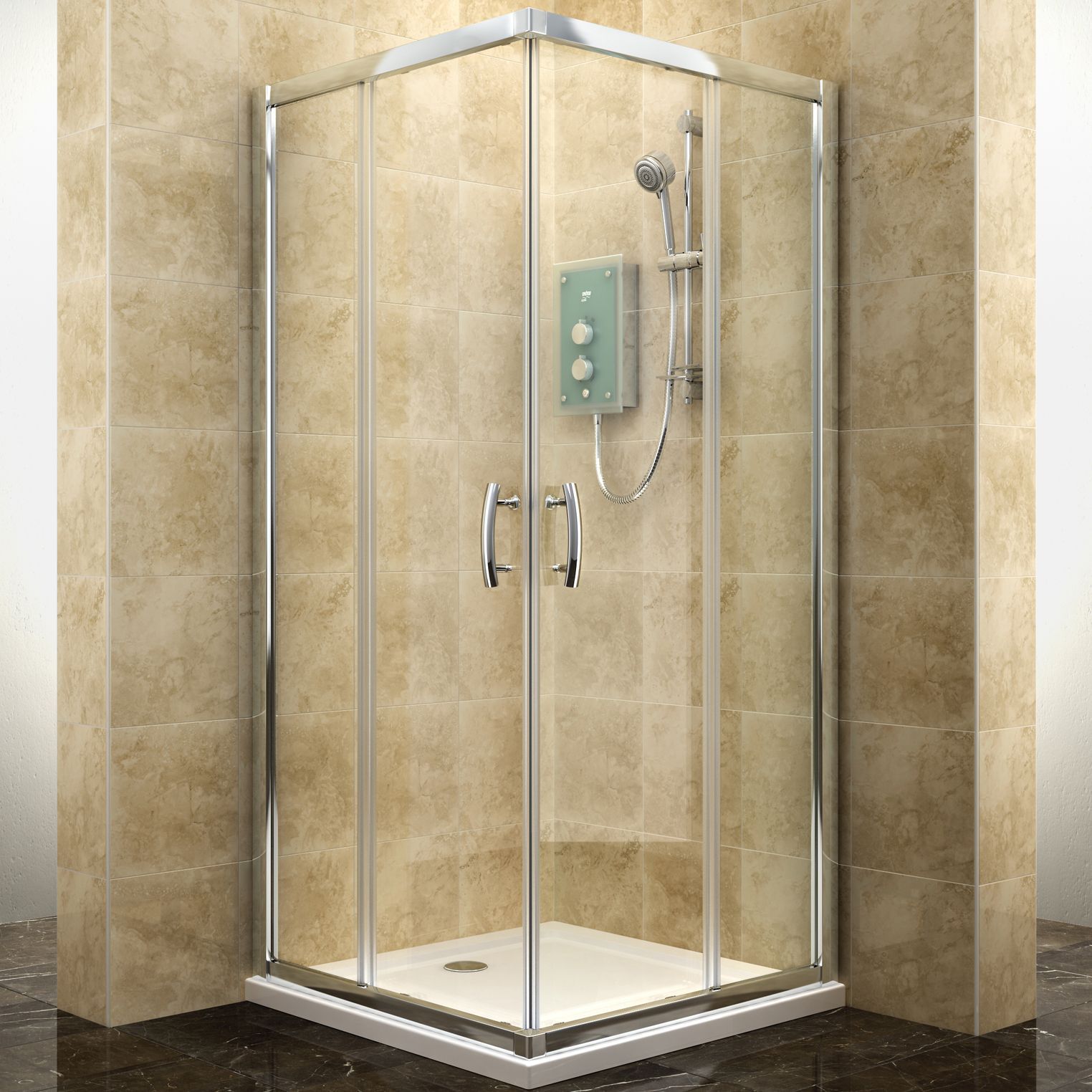 Cooke & Lewis Deluvio Square Shower Enclosure With Corner Entry Sliding Door (W)800mm (D)800mm Price Comparisons | Compare The Build