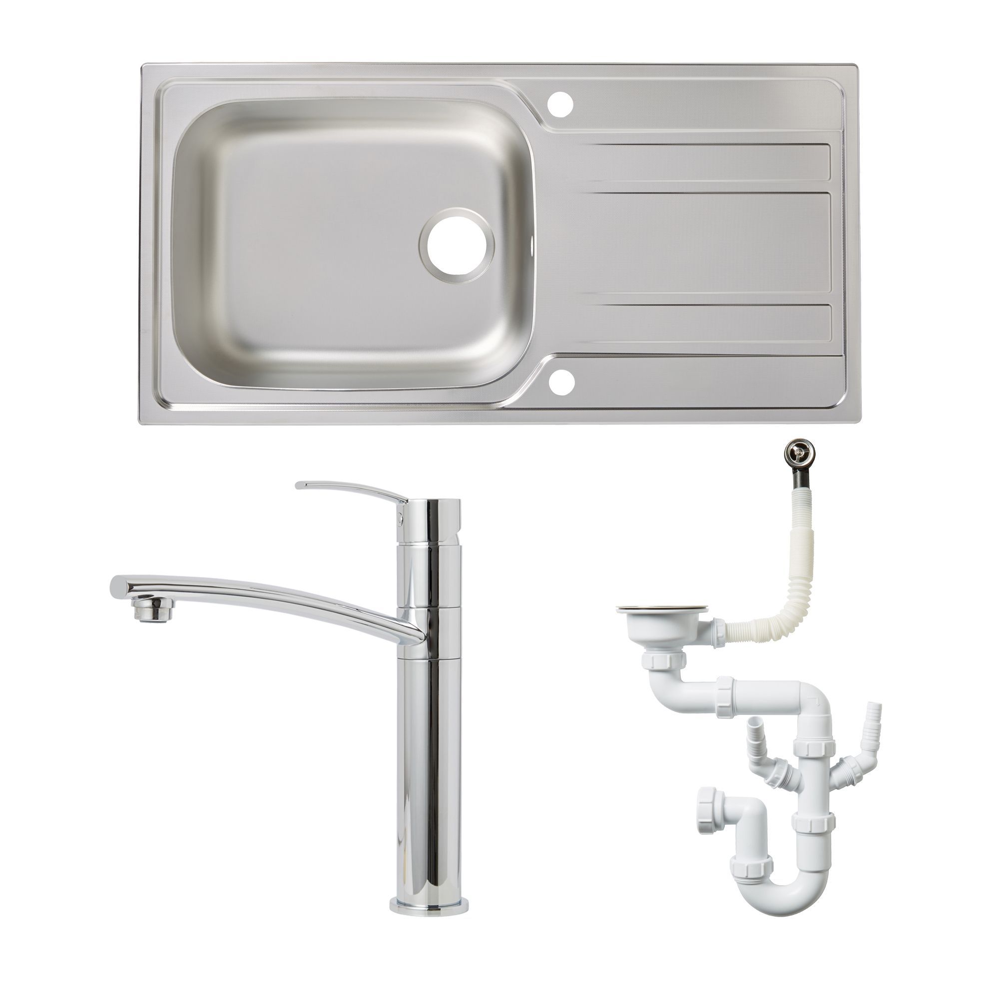 Cooke & Lewis Stainless Steel 1 Bowl Sink, Tap & Waste Kit Price Comparisons | Compare The Build