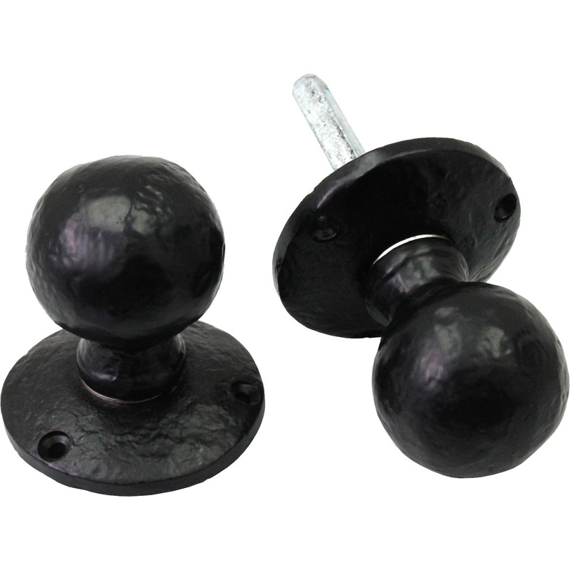 Old Hill Ironworks Mortice Knob Set (Sprung) 45mm Ball (Pair) in Black Cast Iron Price Comparisons | Compare The Build