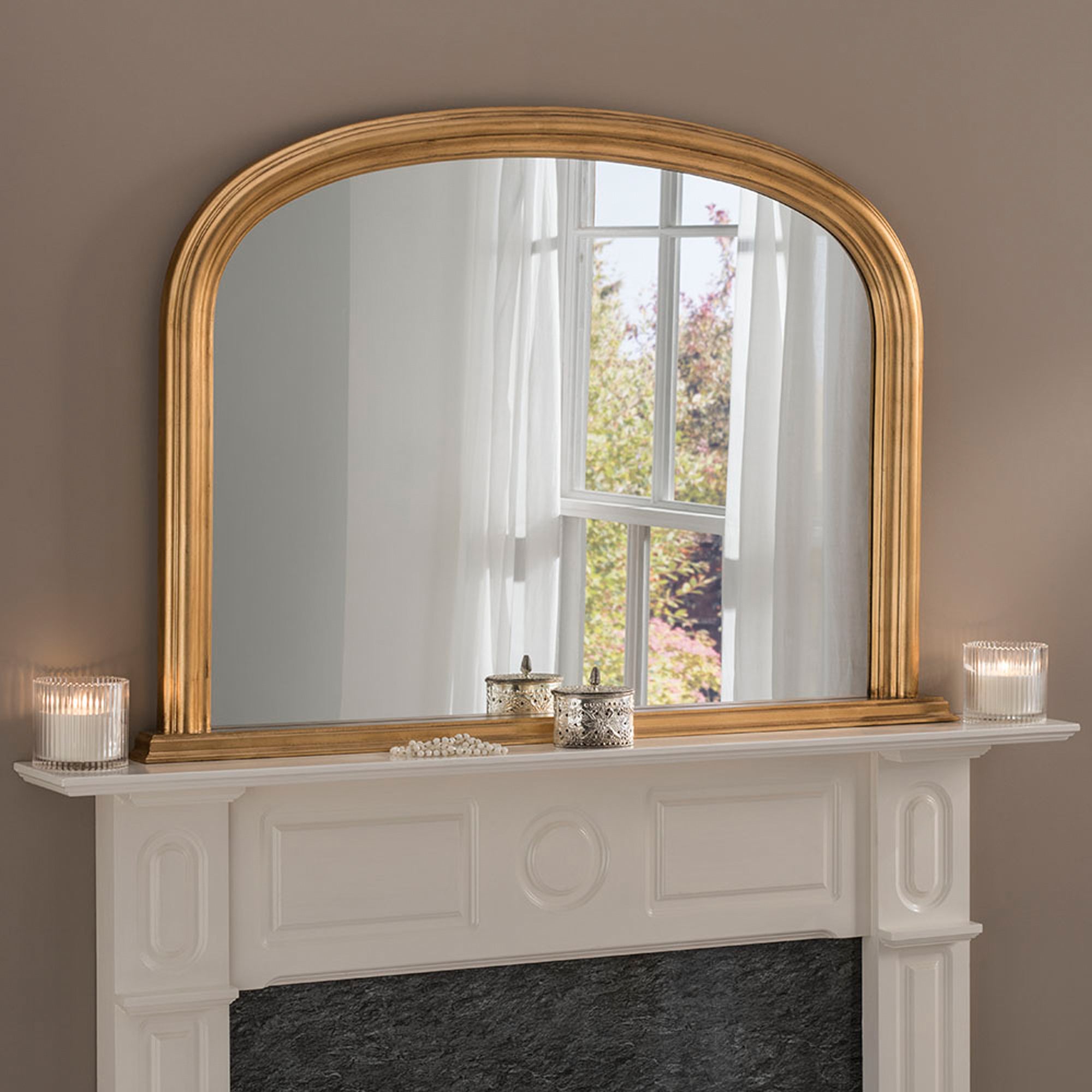 Yearn Contemporary Overmantle Mirror 112x77cm Gold Effect Gold Effect | Compare The Build