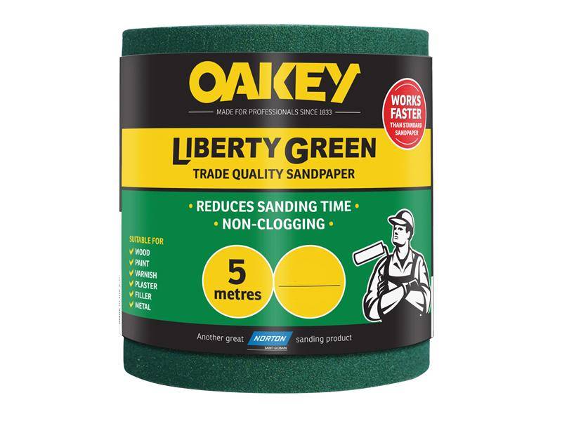 Oakey OAK63918 Liberty Green Sanding Roll 115mm x 5m Medium 80G | Compare The Build