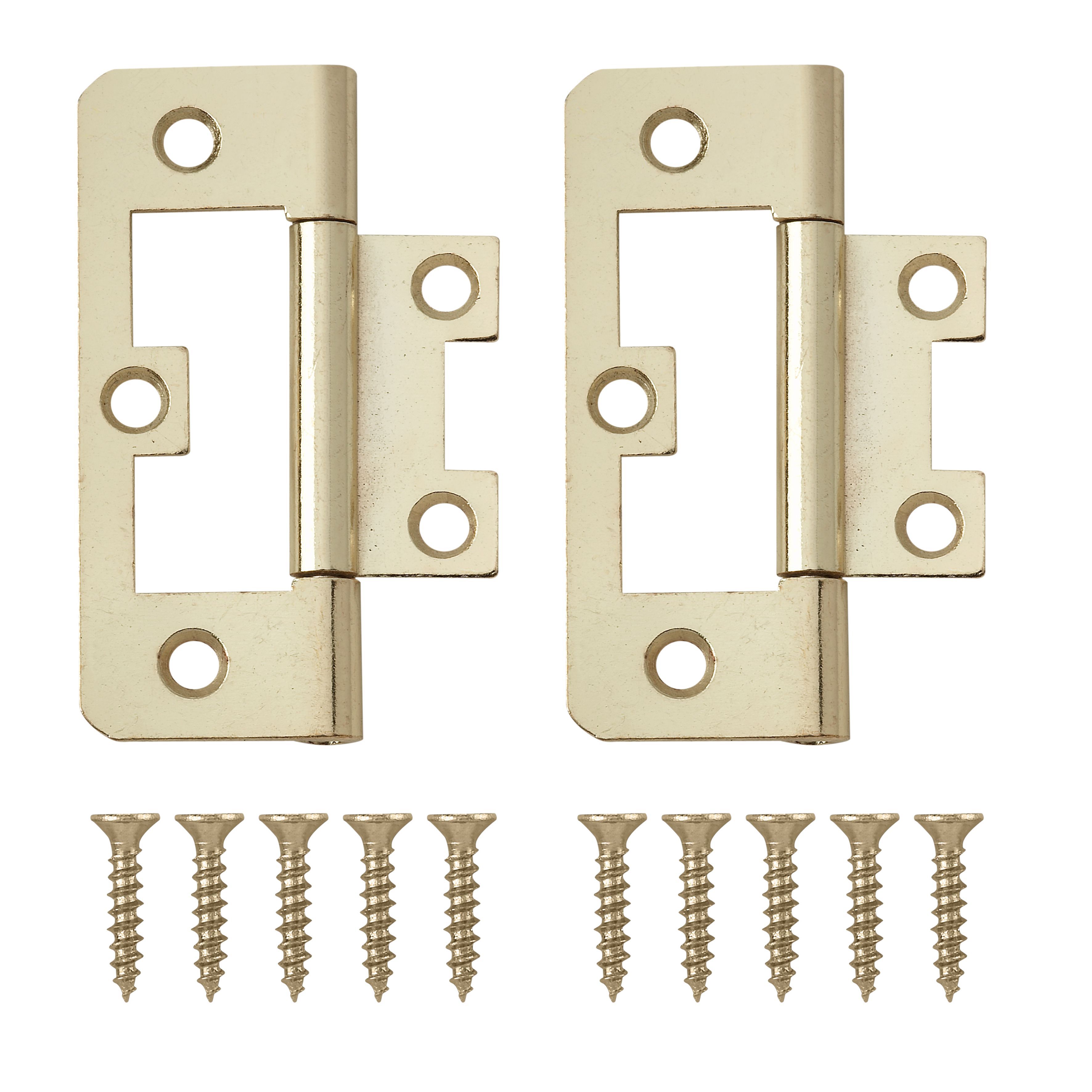 Brass-Plated Metal Flush Door Hinge N344 (L)65mm, Pack Of 8 Price Comparisons | Compare The Build