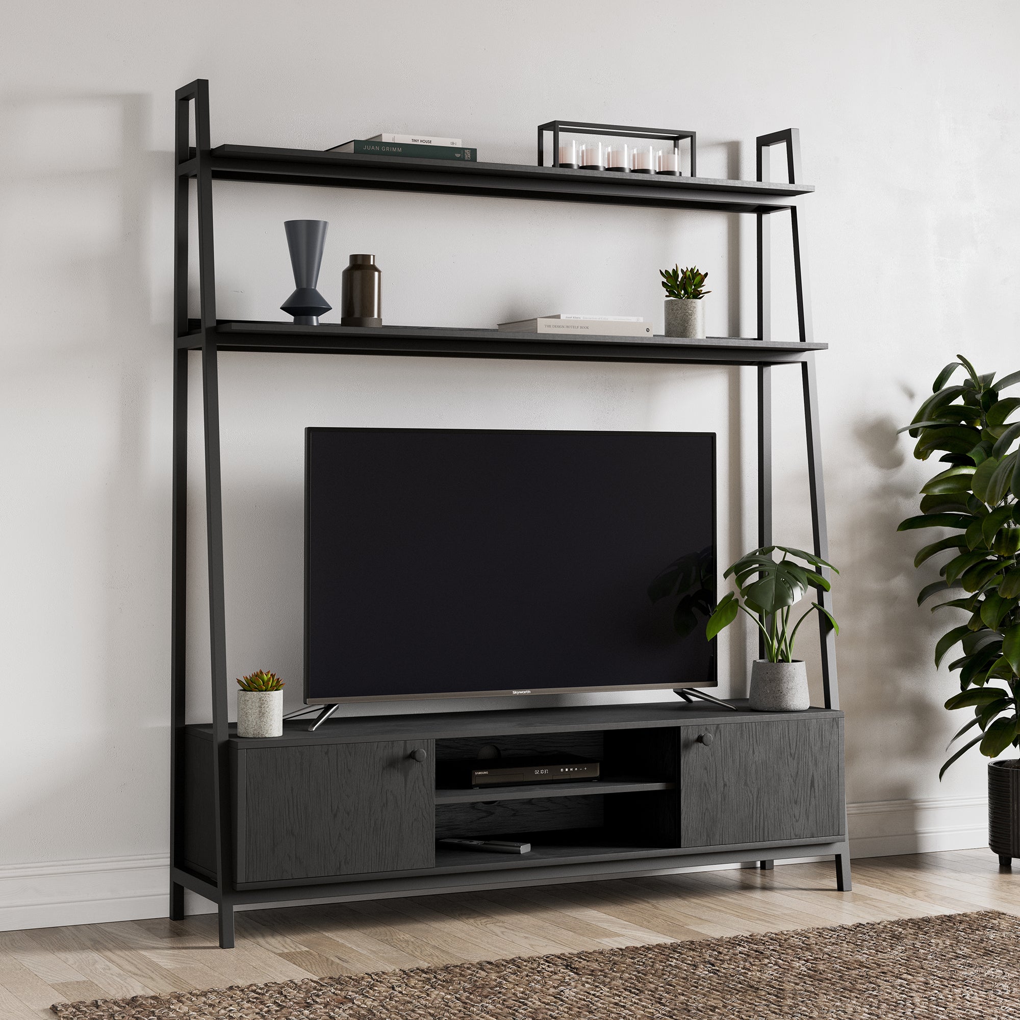 Fulton Black Ladder Shelf TV Stand Black Price Comparisons | Compare The Build