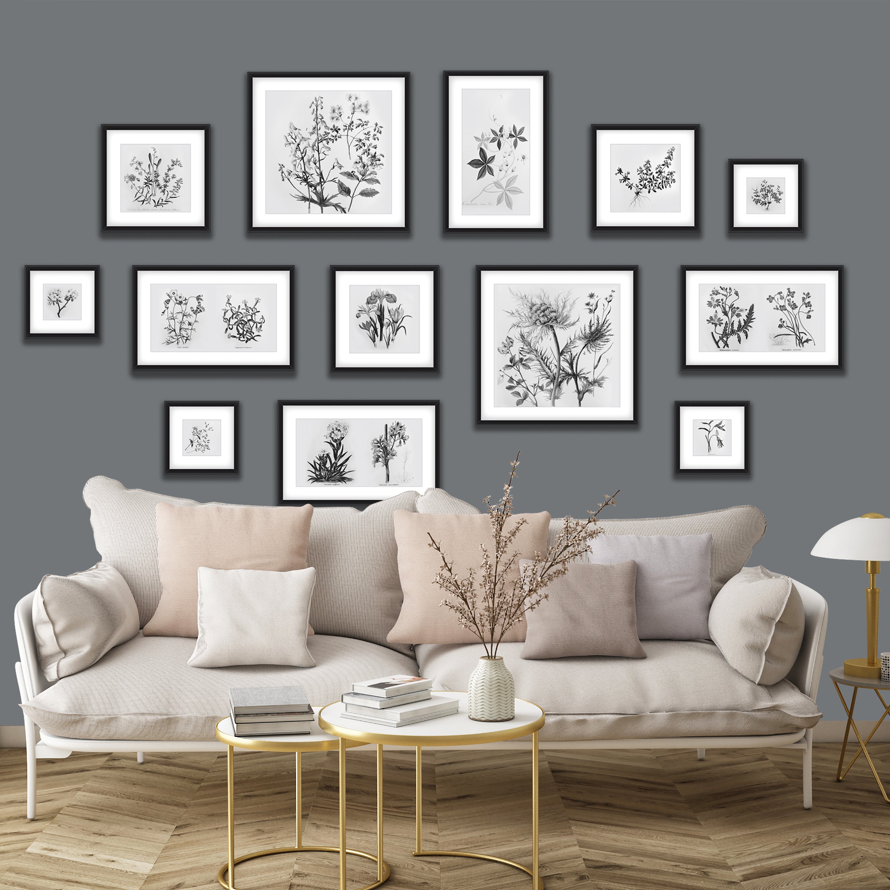 Botanical Gallery Wall Grey Mural Grey Price Comparisons | Compare The Build